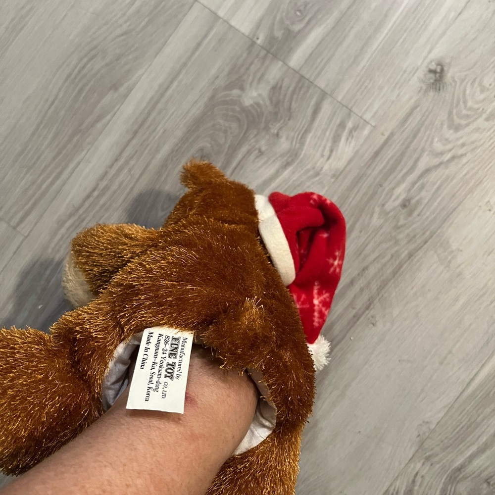 Puppet‎ Festive Brown Plush Bear with Santa Hat - Picture 4 of 7